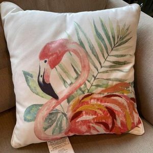 Pink Flamingo Embroidered Outdoor Pillows